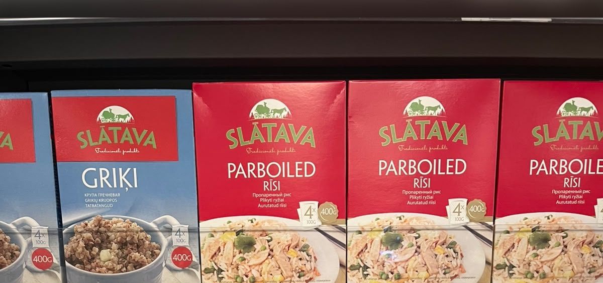 SLĀTAVA cereals and pulses on a shop shelf